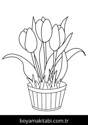 Çiçek boyama sayfası – çizgi film temalı, basit çizim