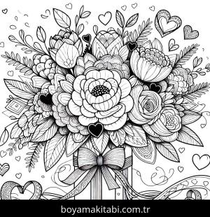 Çiçek boyama sayfası, Flower coloring page, , 