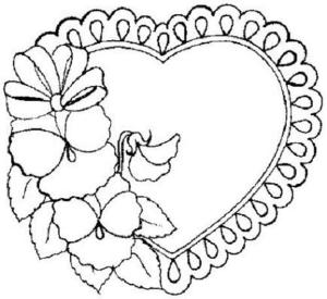 Çiçek boyama sayfası, Flower coloring page, Temel Çiçek Kalp, 