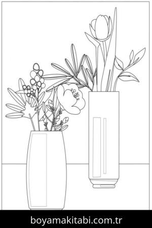 Çiçek boyama sayfası – eğlenceli etkinlik, el becerilerini geliştirir