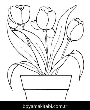 Çiçek boyama sayfası – sevimli karakter, sanatsal çalışma