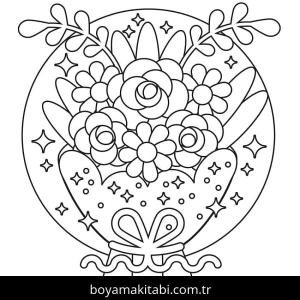 Çiçek boyama sayfası – basit çizim, kolay boyama