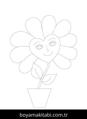 Çiçek boyama sayfası – kolay boyama, eğitici aktivite