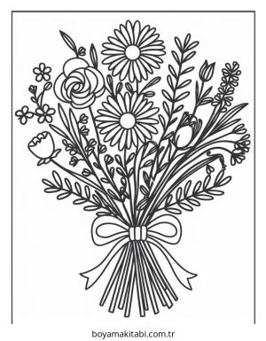 Çiçek boyama sayfası – eğitici aktivite, yaratıcılık