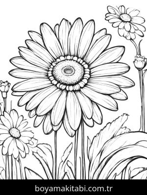 Çiçek boyama sayfası, Flower coloring page, , 