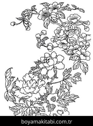 Çiçek boyama sayfası – sevimli karakter, sanatsal çalışma