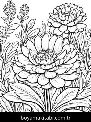 Çiçek boyama sayfası, Flower coloring page, oyunlu, benzersiz, canlı