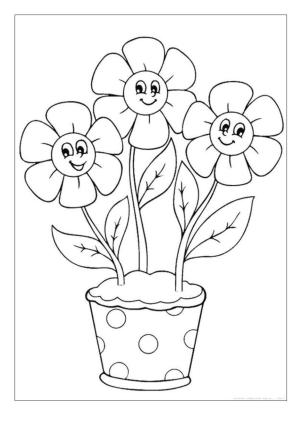 Çiçek boyama sayfası, Flower coloring page, , 