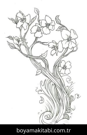 Çiçek boyama sayfası – el becerilerini geliştirir, boyama çalışması