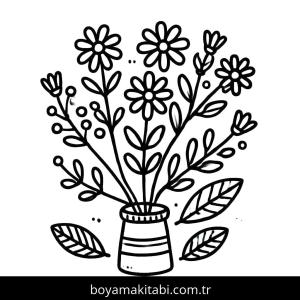 Çiçek boyama sayfası – boyama çalışması, yaratıcılığı geliştirir