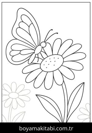 Çiçek boyama sayfası, Flower coloring page, , 