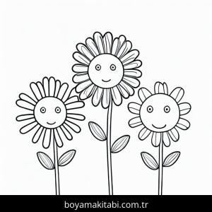 Çiçek boyama sayfası – çocuklar için, çizgi film temalı