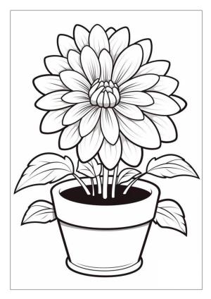 Çiçek boyama sayfası, Flower coloring page, , 