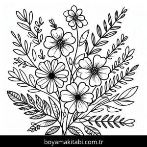 Çiçek boyama sayfası – renkli çizimler, okul öncesi