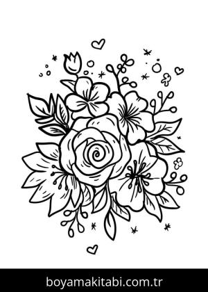 Çiçek boyama sayfası – boyama etkinliği, çocuk aktivitesi