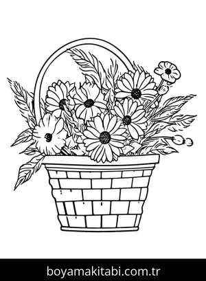 Çiçek boyama sayfası – basit çizim, kolay boyama