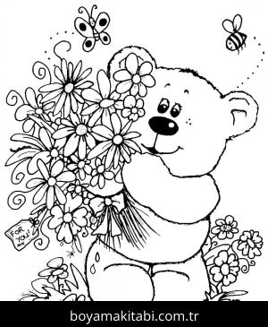 Çiçek boyama sayfası – basit çizim, kolay boyama
