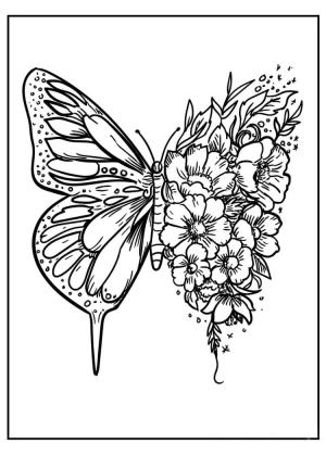 Çiçek boyama sayfası, Flower coloring page, Kelebek Çiçek, 