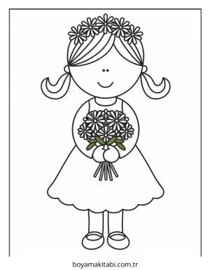 Çiçek boyama sayfası – çocuklar için, çizgi film temalı