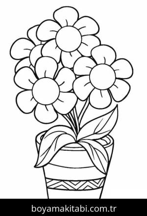 Çiçek boyama sayfası – çizgi film temalı, basit çizim