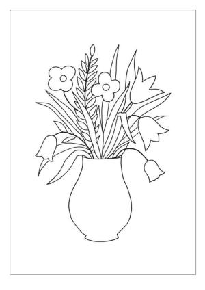 Çiçek boyama sayfası, Flower coloring page, , 