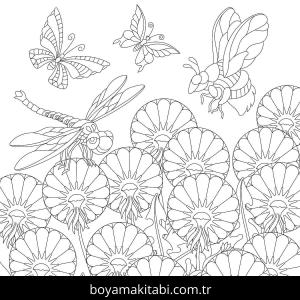 Çiçek boyama sayfası – boyama çalışması, yaratıcılığı geliştirir