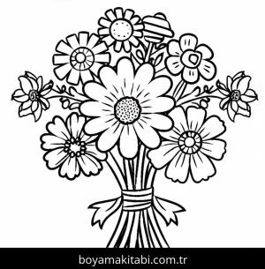 Çiçek boyama sayfası – çocuklar için, çizgi film temalı