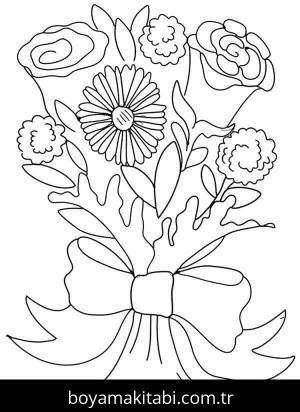 Çiçek boyama sayfası – sanatsal çalışma, çocuklar için