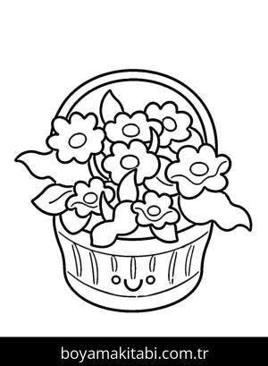 Çiçek boyama sayfası – çocuk aktivitesi, PDF indir