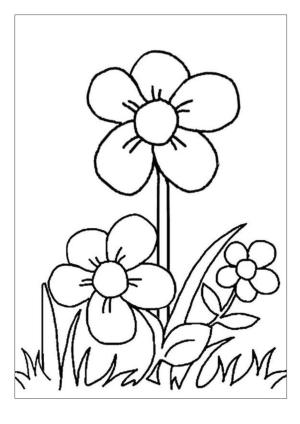 Çiçek boyama sayfası, Flower coloring page, , 