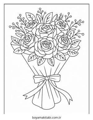 Çiçek boyama sayfası – çocuk aktivitesi, PDF indir