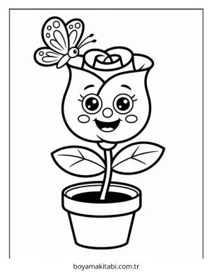 Çiçek boyama sayfası – boyama çalışması, yaratıcılığı geliştirir