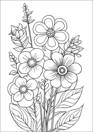 Çiçek boyama sayfası, Flower coloring page, Buket çok güzel, 