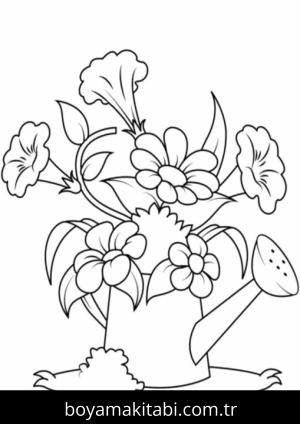 Çiçek boyama sayfası – keyifli zaman, renkli çizimler