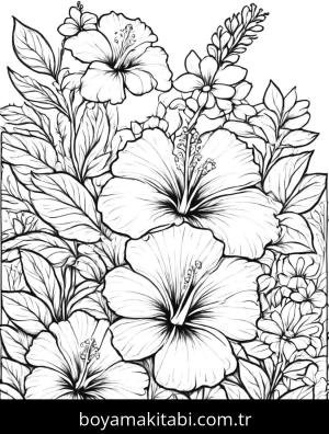 Çiçek boyama sayfası, Flower coloring page, , 
