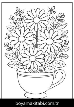 Çiçek boyama sayfası, Flower coloring page, , 