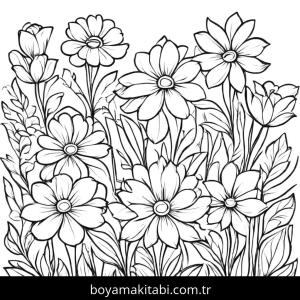Çiçek boyama sayfası, Flower coloring page, , 