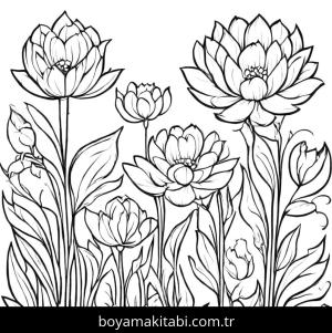Çiçek boyama sayfası, Flower coloring page, , 