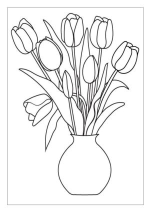 Çiçek boyama sayfası, Flower coloring page, , 