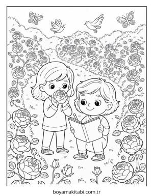 Çiçek boyama sayfası – eğitici aktivite, yaratıcılık