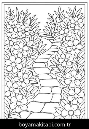 Çiçek boyama sayfası, Flower coloring page, , 