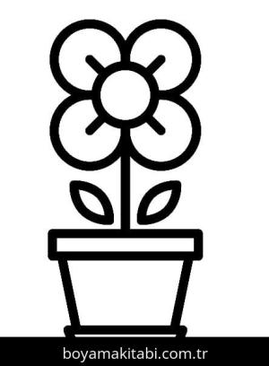 Çiçek boyama sayfası – basit çizim, kolay boyama