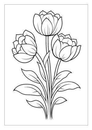 Çiçek boyama sayfası, Flower coloring page, , 