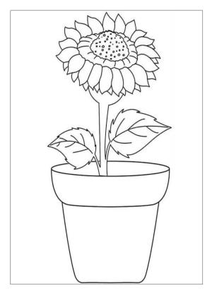 Çiçek boyama sayfası, Flower coloring page, , 