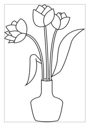 Çiçek boyama sayfası, Flower coloring page, , 