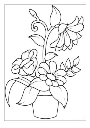 Çiçek boyama sayfası, Flower coloring page, , 