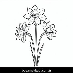 Çiçek boyama sayfası – basit çizim, kolay boyama