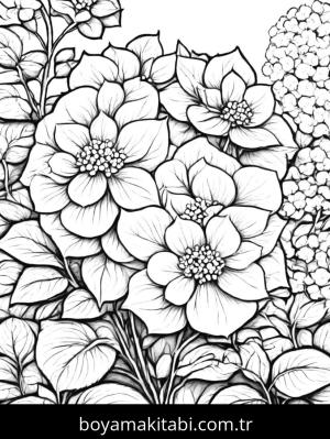 Çiçek boyama sayfası, Flower coloring page, komik, karakterli, karikatür
