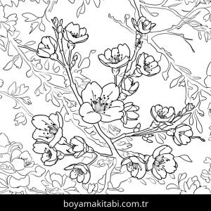 Çiçek boyama sayfası – basit çizim, kolay boyama