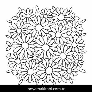 Çiçek boyama sayfası – çizgi film temalı, basit çizim